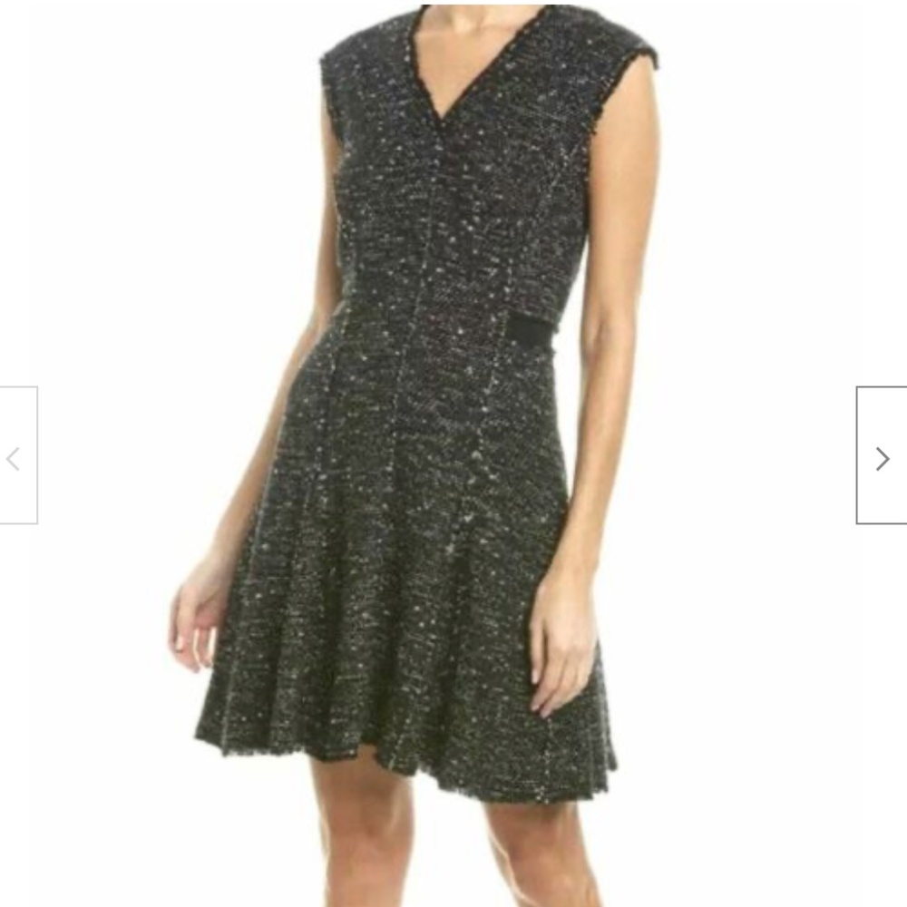 Rebecca Taylor Black A-Line Tweed Dress Size 10
